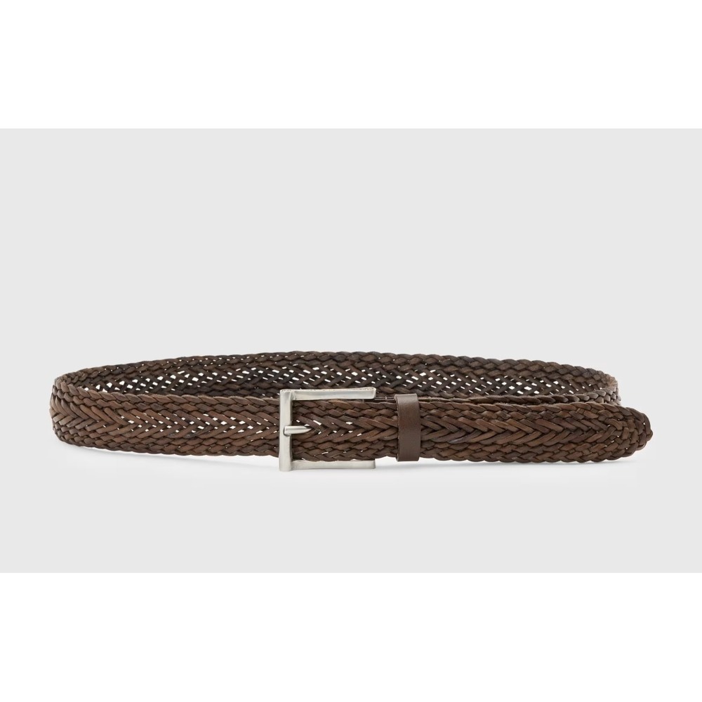 John Varvatos Mott Filigree Wood Brown Woven Belt Size 32 New w/ Tags $348!